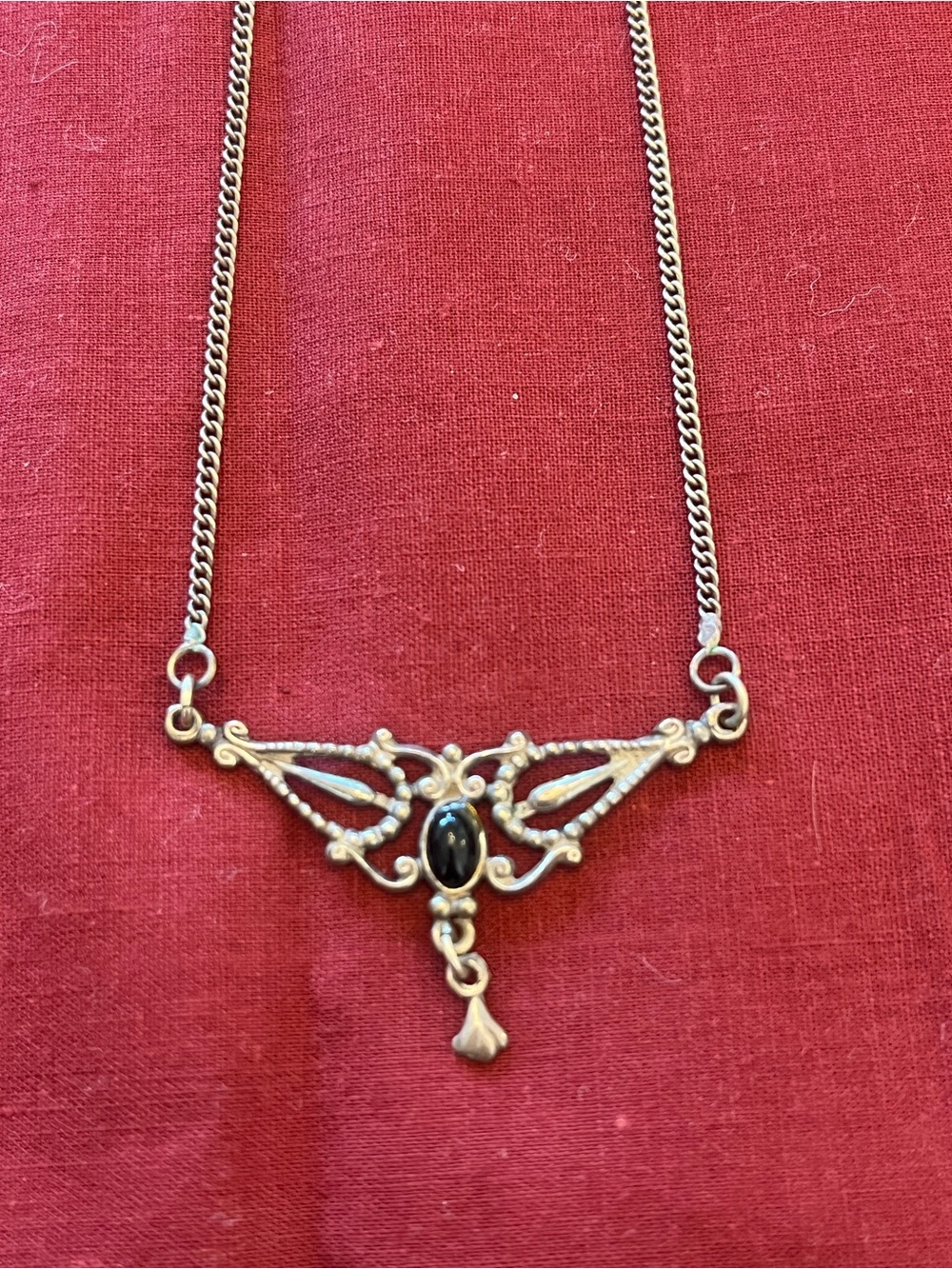 Vintage PIPIS Signed Greek 925 Sterling Silver Festoon Lavalier Necklace